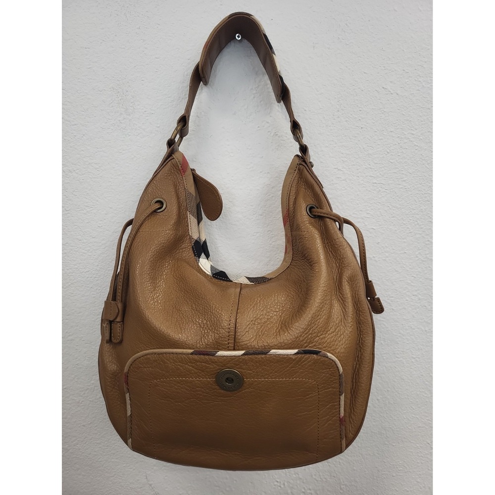 Burberry Murphy Leather Hobo Bag, Brown